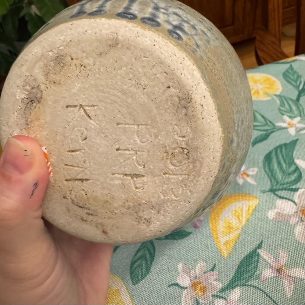 Handcrafted Blue and Brown Ceramic butter crock - Picture 5 of 6